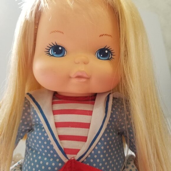Vintage Doll Playskool School Kids Girl Doll Blonde Hair Sailor Outfit 13 1/2" - Picture 6 of 16